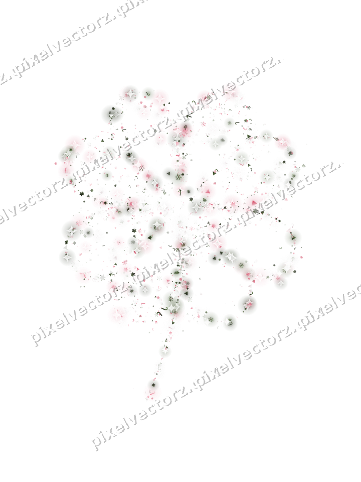 Seamless glitter clover leaf in pink on a transparent background