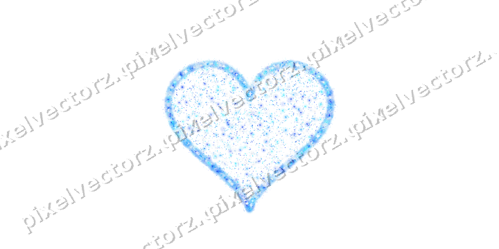Seamless glitter heart in cyan and blue on a transparent background