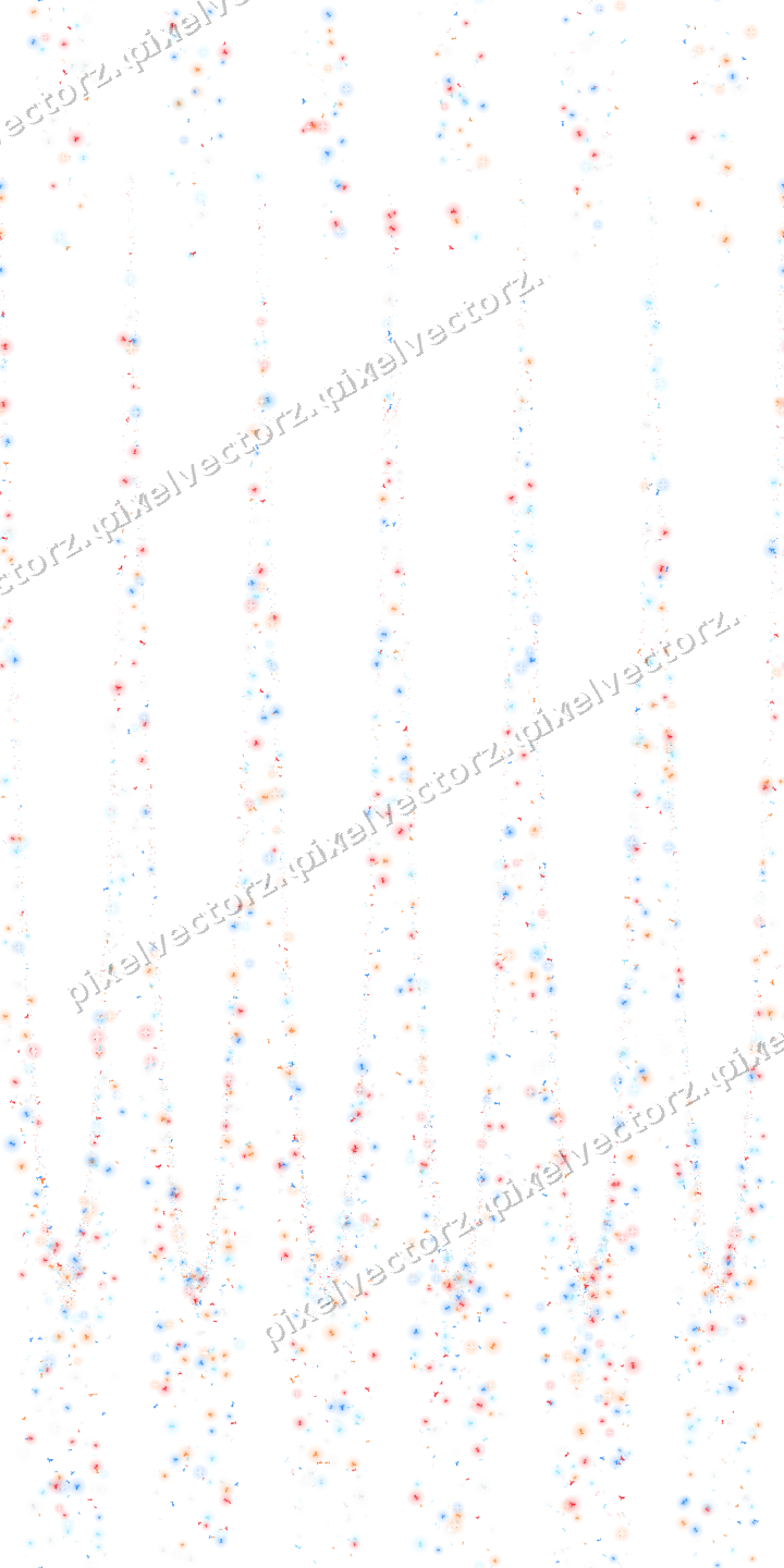 Seamless glitter garland in blue and red on a transparent background