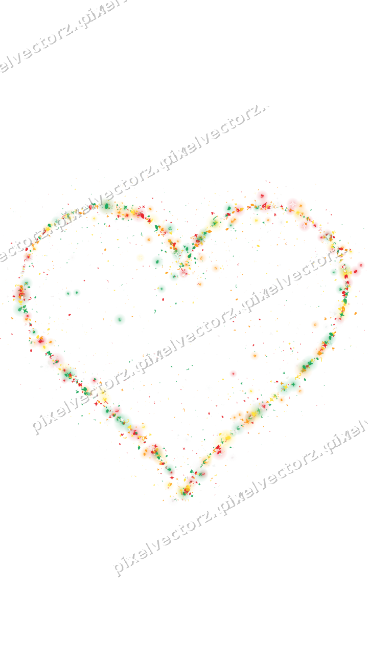 Seamless glitter heart in red and orange on a transparent background