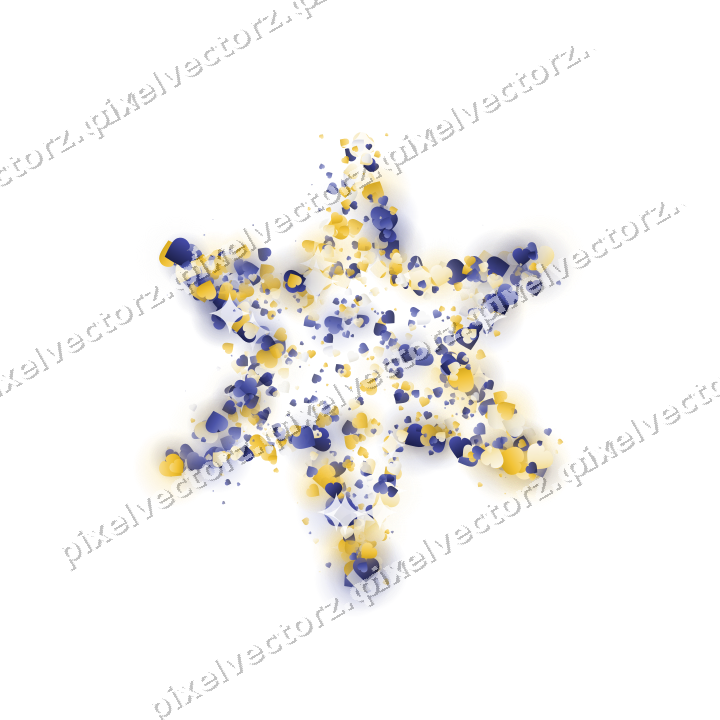 Seamless glitter star of hearts on a transparent background