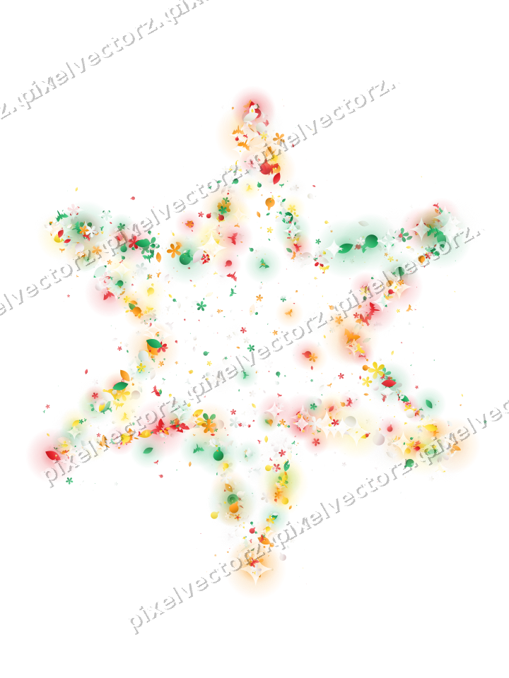 Seamless glitter star in red and orange on a transparent background