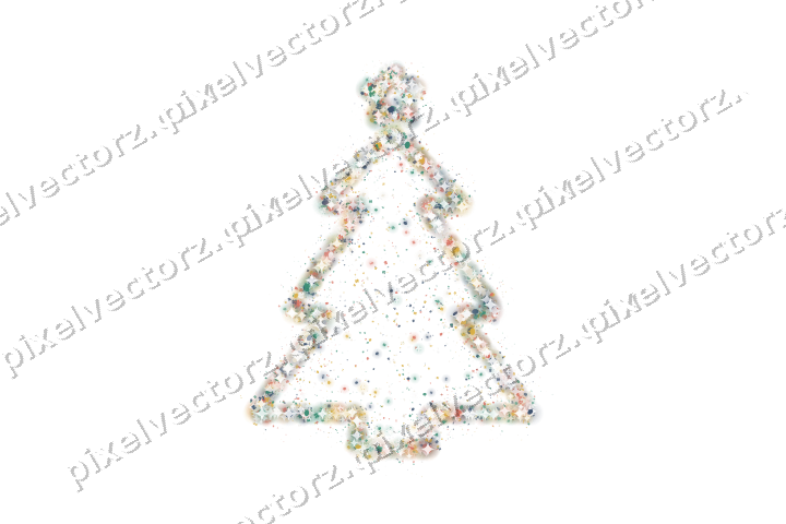Seamless glitter christmas tree in amber on a transparent background