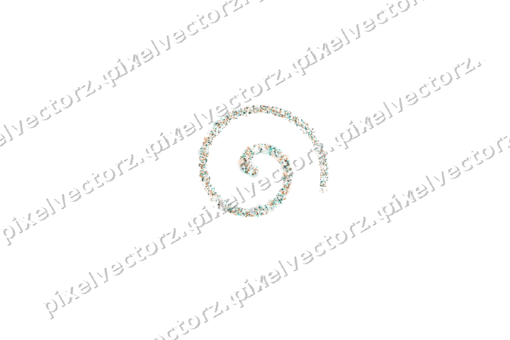 Seamless glitter spiral in orange and teal on a transparent background