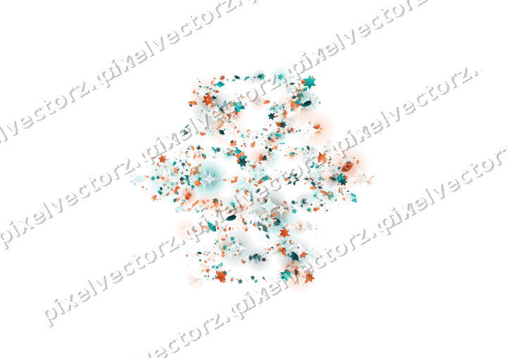 Seamless glitter snowflake in orange on a transparent background