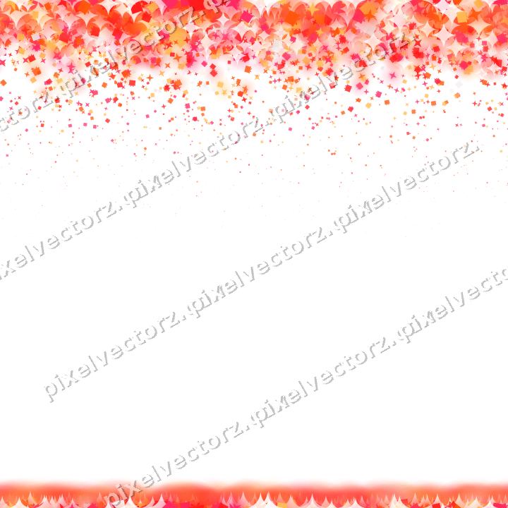 Seamless falling glitter in red and orange on a transparent background