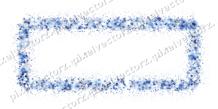 Seamless glitter frame in blue and cyan on a transparent background