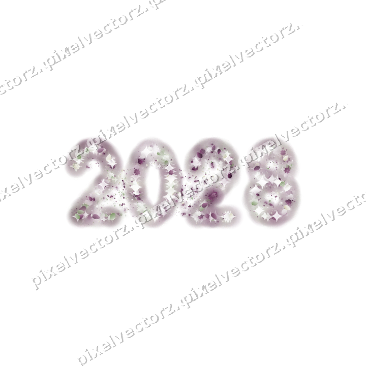 Seamless glitter number 2028 on a transparent background