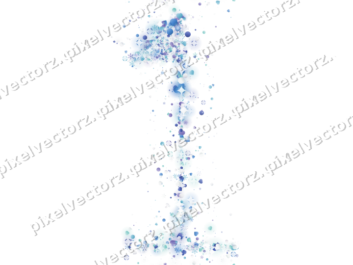 Seamless glitter number 1 in blue and cyan on a transparent background