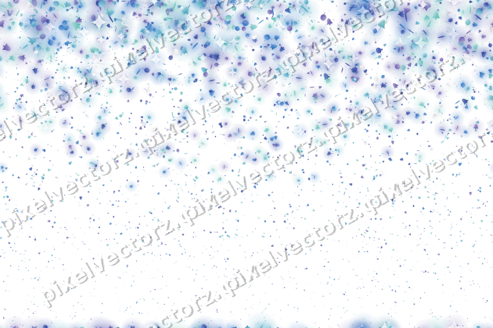 Seamless falling glitter in blue and cyan on a transparent background