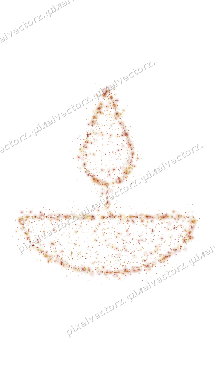 Seamless glitter diya lamp in orange on a transparent background