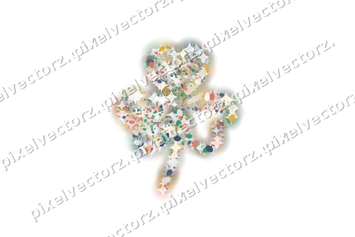 Seamless glitter shamrock in amber on a transparent background