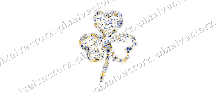 Seamless glitter shamrock in amber on a transparent background