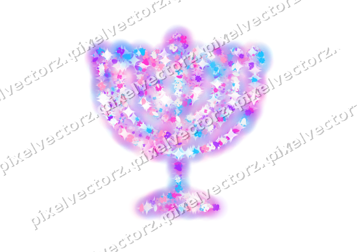 Seamless glitter menorah in magenta on a transparent background