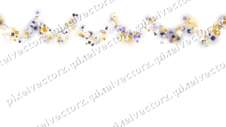 Seamless glitter garland of gifts in amber on a transparent background