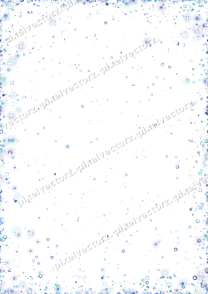 Seamless glitter vignette in blue and cyan on a transparent background