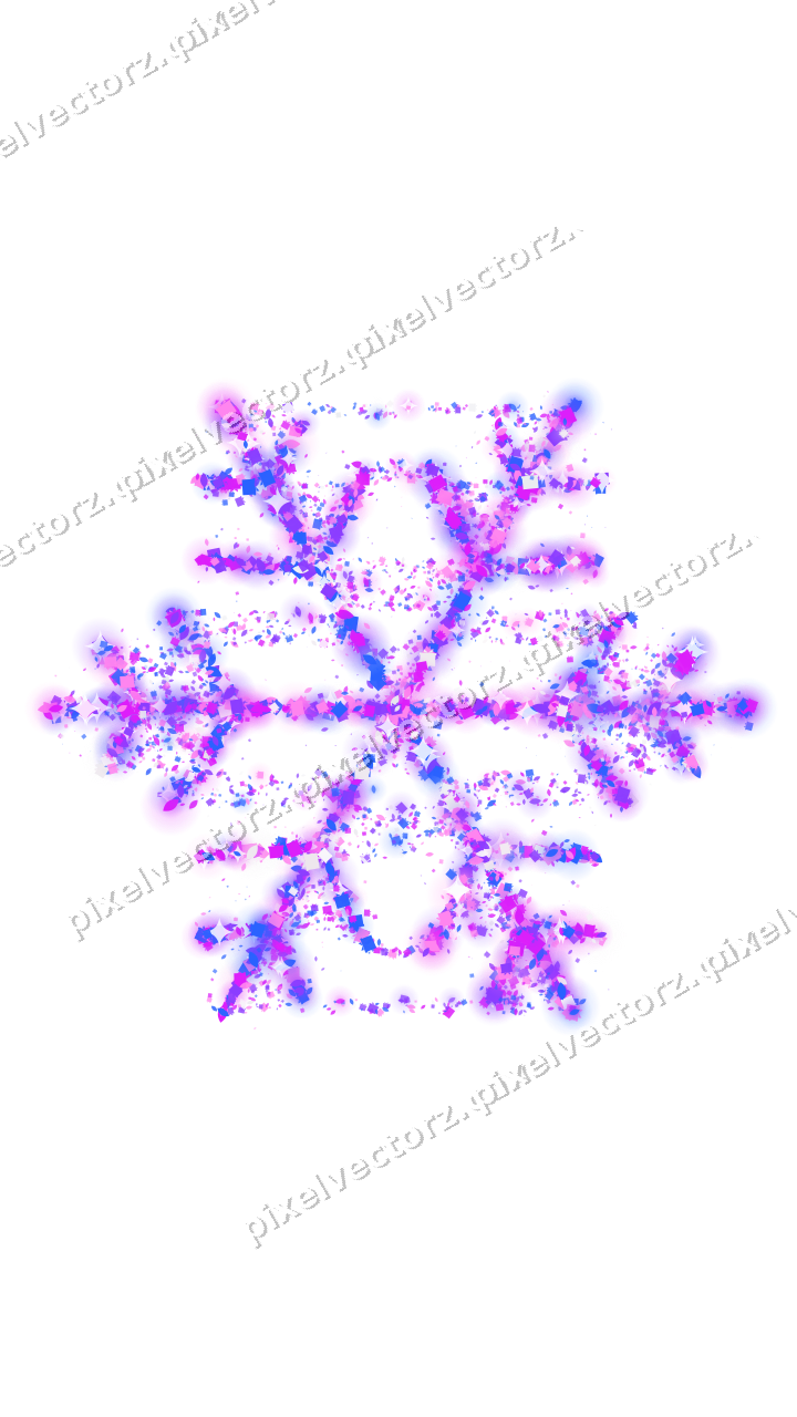 Seamless glitter snowflake in purple on a transparent background