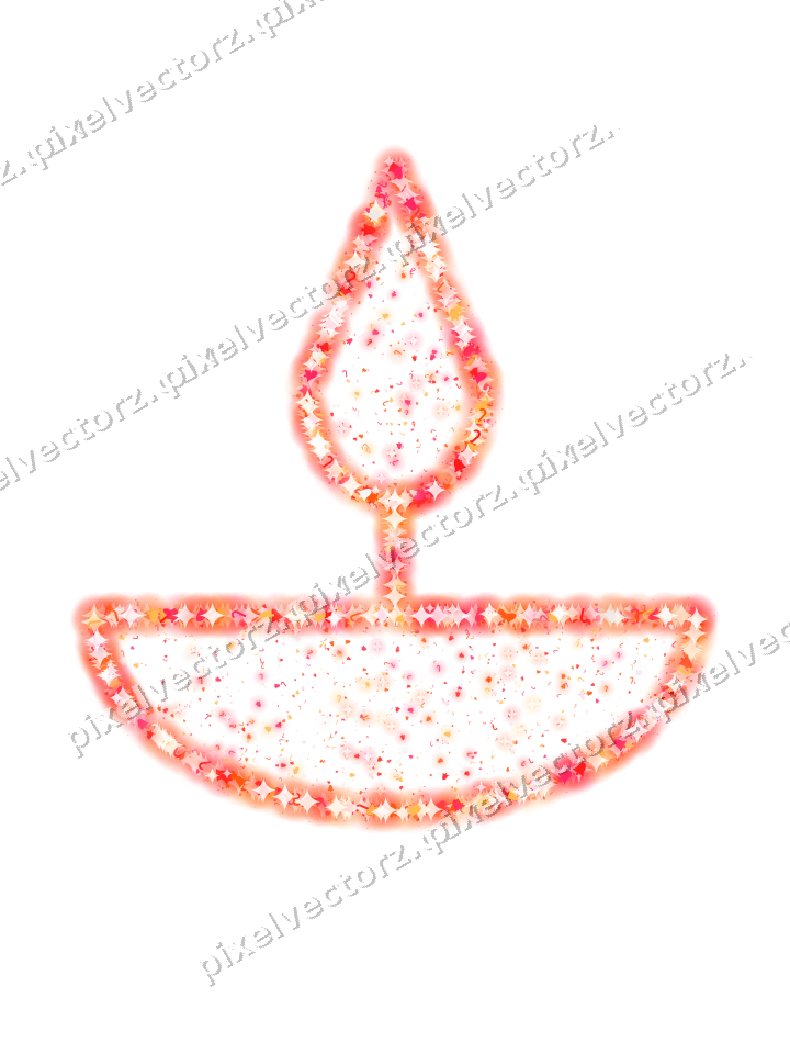 Seamless glitter diya lamp in red on a transparent background