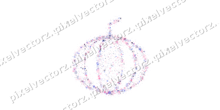 Seamless glitter pumpkin in pink and blue on a transparent background