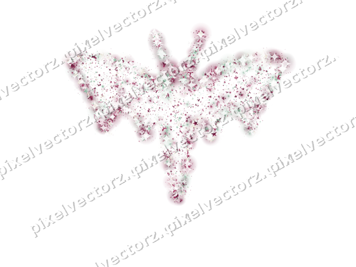 Seamless glitter bat of stars and bats on a transparent background