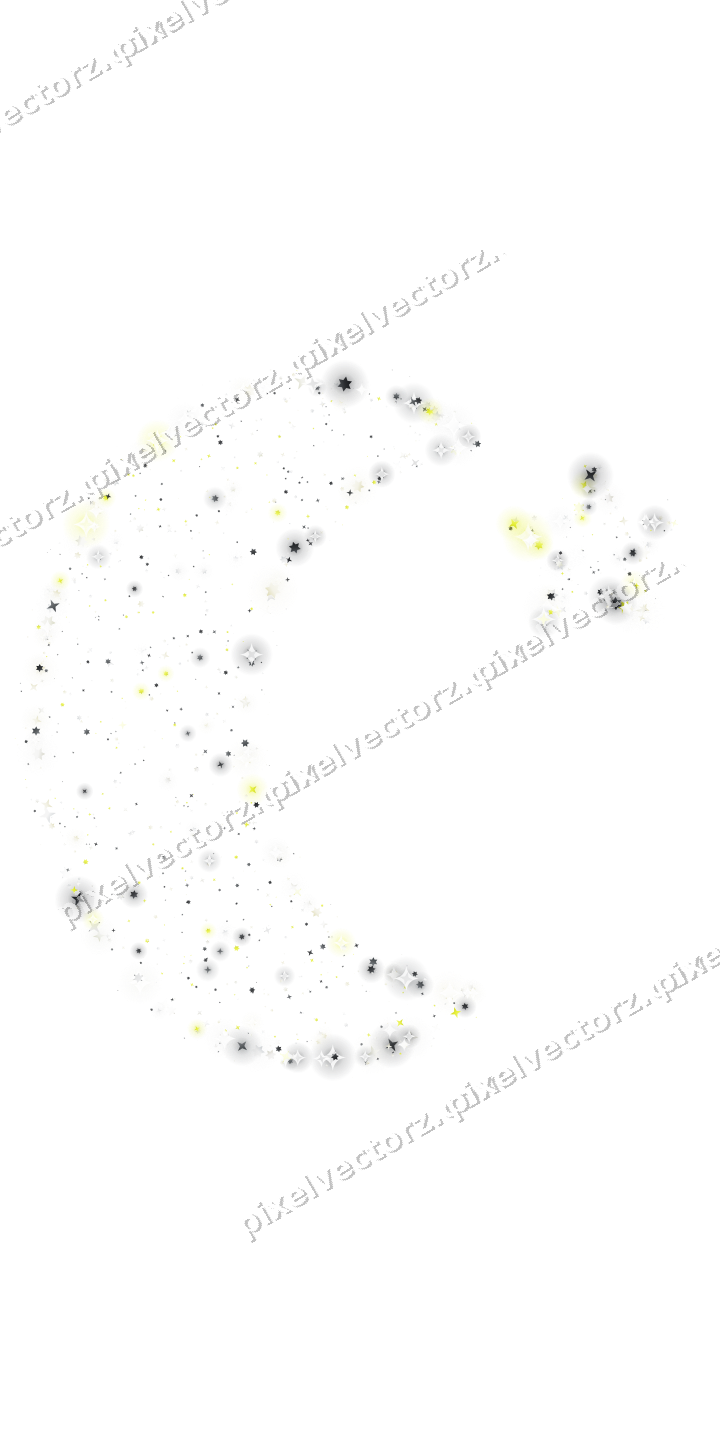 Seamless glitter crescent moon of stars on a transparent background