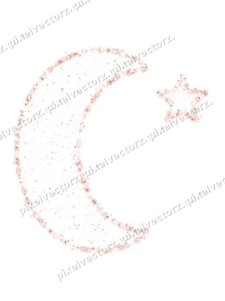 Seamless glitter crescent moon in orange on a transparent background