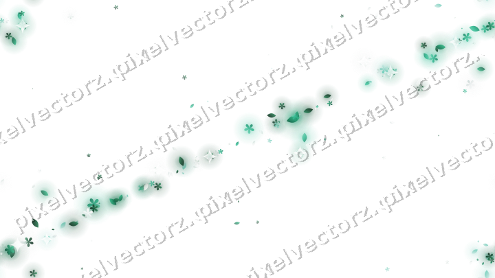 Nahtloses Glitzerband aus Blüten und Tropfen auf transparentem Grund