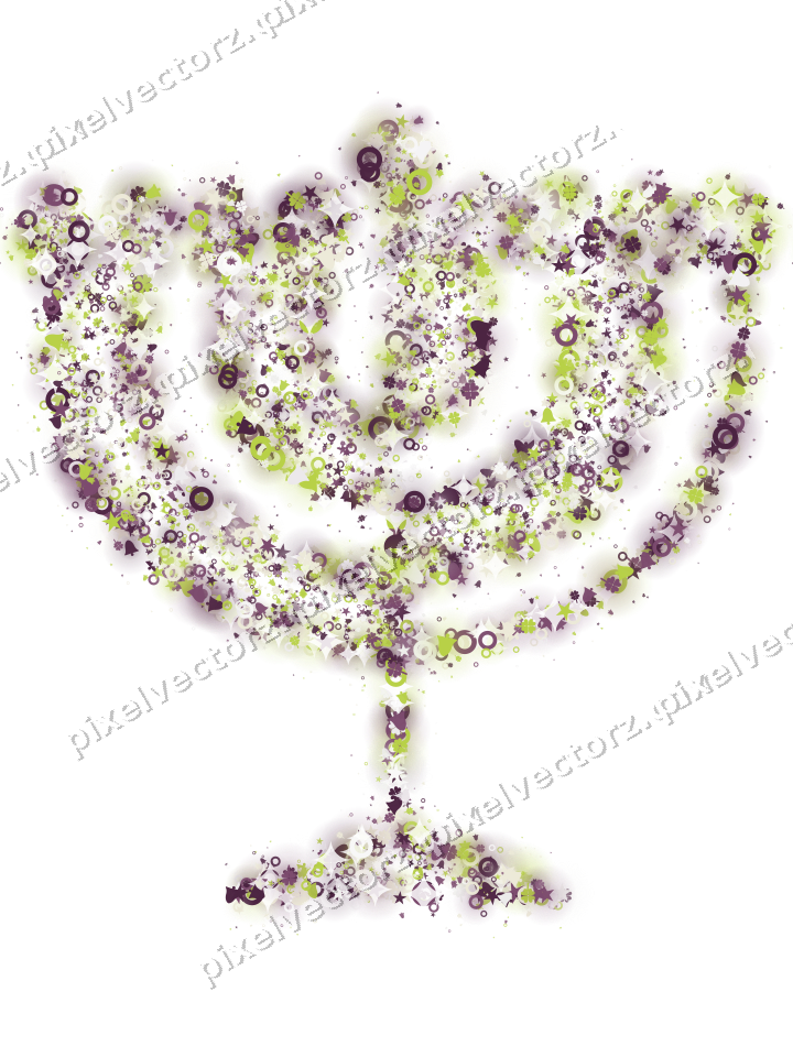Seamless glitter menorah in dark magenta on a transparent background