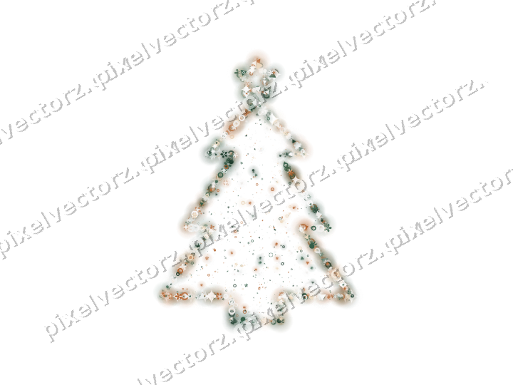 Seamless glitter christmas tree on a transparent background