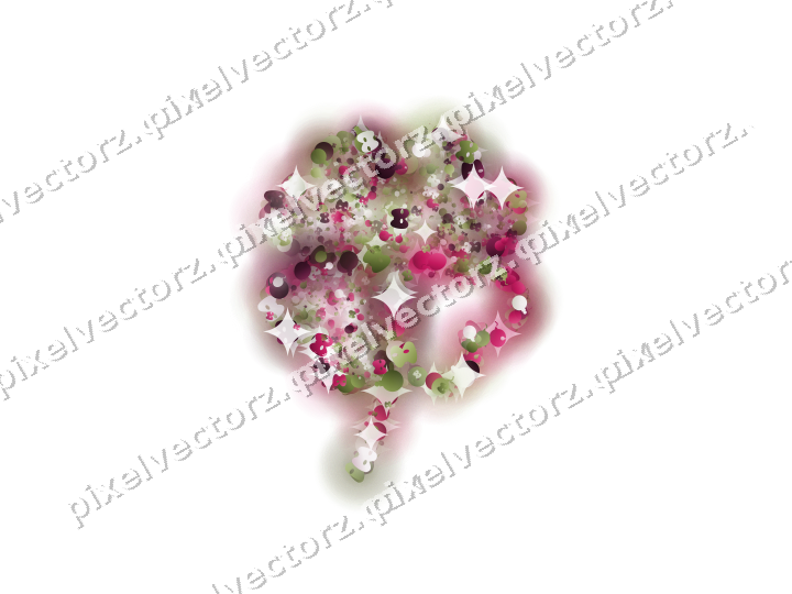 Seamless glitter four leaf clover in lime on a transparent background