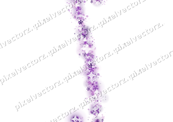 Nahtloser Glitzerbogen aus Blüten in Violett auf transparentem Grund