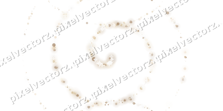 Nahtlose Glitzerspirale aus Sternen und Funken auf transparentem Grund