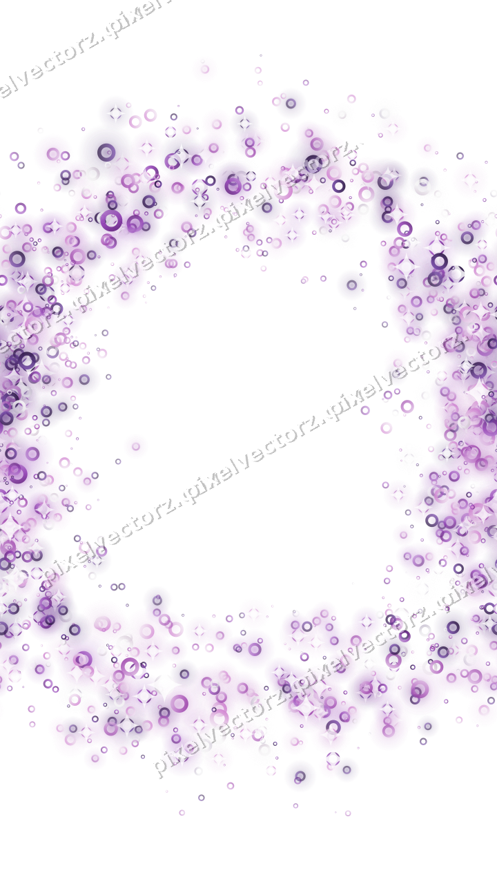 Nahtloser Glitzerkranz aus Ringen in Violett auf transparentem Grund