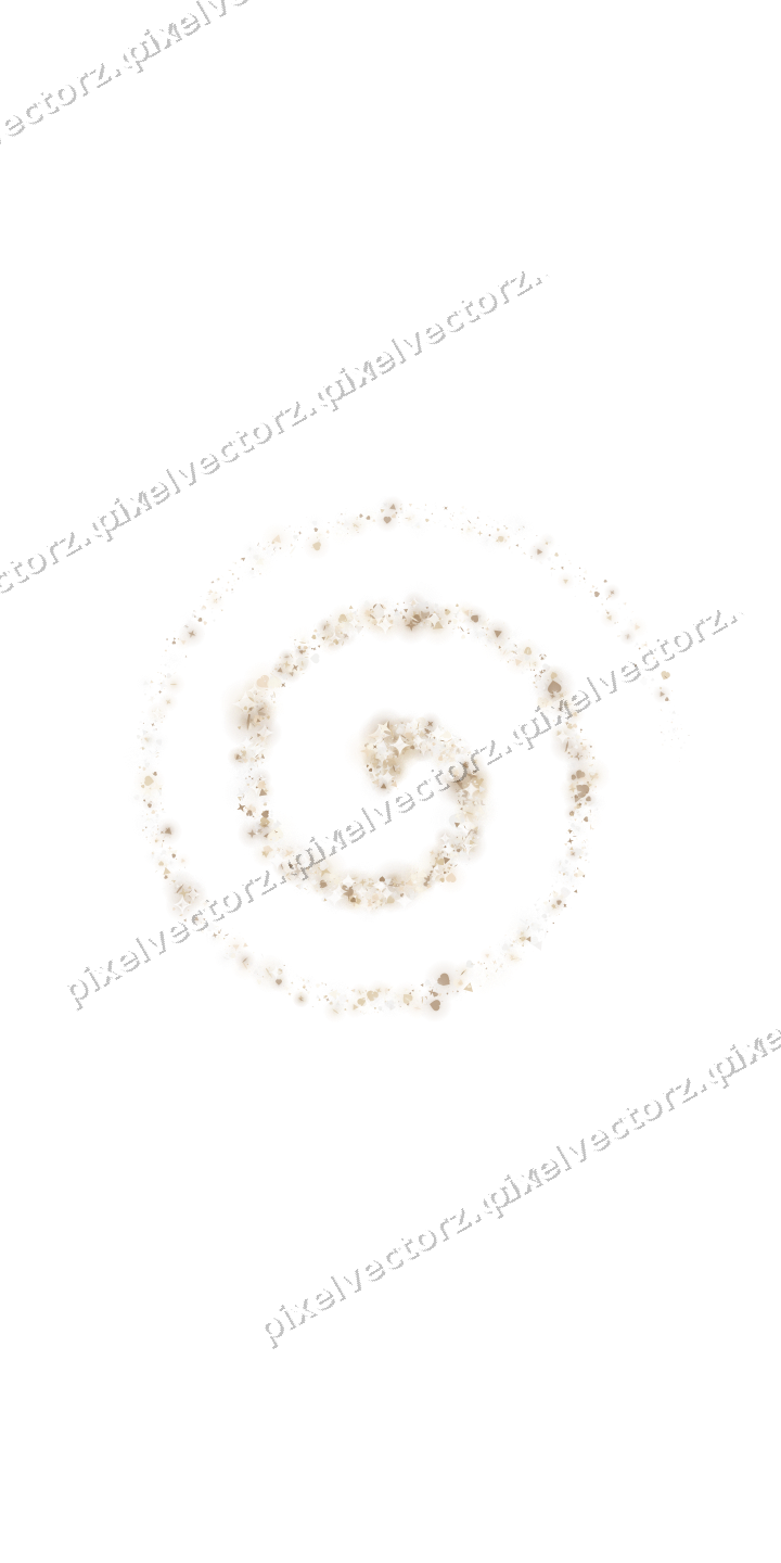 Nahtlose Glitzerspirale aus Sternen und Herzen auf transparentem Grund