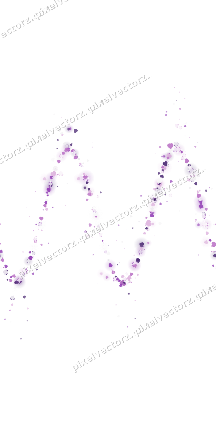 Nahtlose Glitzerwelle aus Herzen in Violett auf transparentem Grund