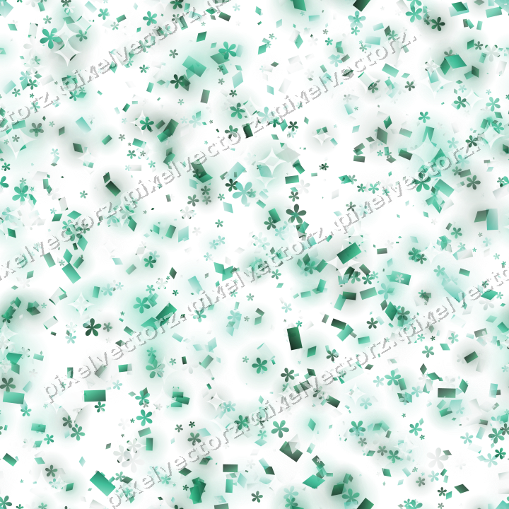 Nahtlose Glitzerstreuung aus Blüten und Rauten auf transparentem Grund