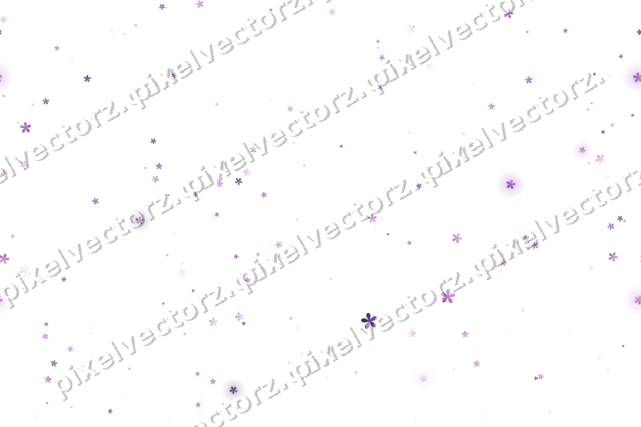 Nahtlose Glitzerstreuung aus Blüten in Violett auf transparentem Grund