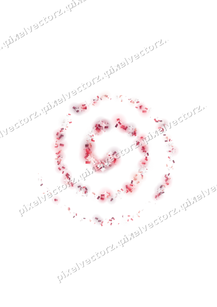 Nahtlose Glitzerspirale aus Konfetti in Rosa auf transparentem Grund
