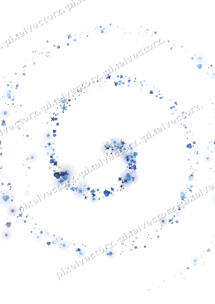 Nahtlose Glitzerspirale aus Sternen und Funken auf transparentem Grund