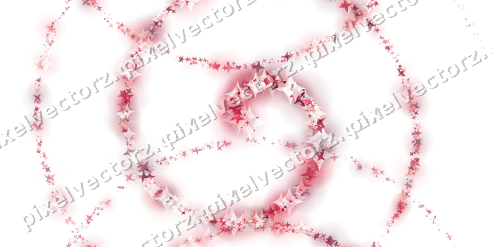 Nahtlose Glitzerspirale aus Sternen in Rosa auf transparentem Grund