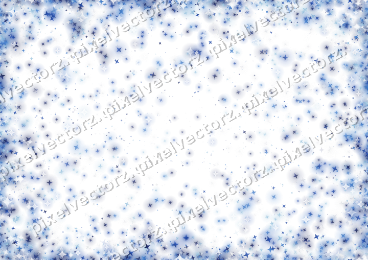Nahtlose Glitzervignette aus Sternen in Blau auf transparentem Grund