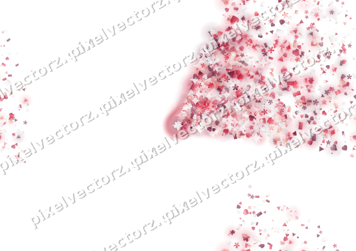 Nahtloser Glitzerfächer aus Herzen und Blüten auf transparentem Grund