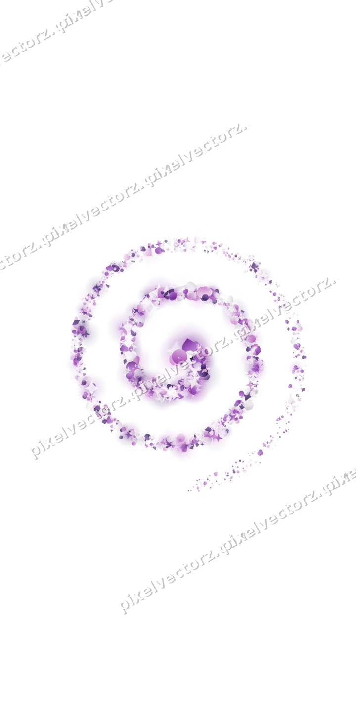 Nahtlose Glitzerspirale aus Sternen und Herzen auf transparentem Grund