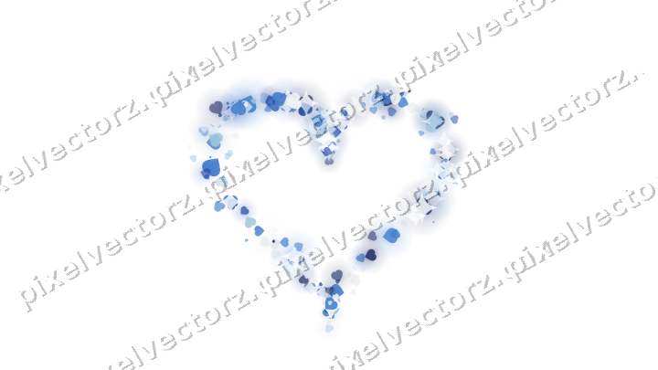 Nahtloses Glitzerherz aus Herzen in Blau auf transparentem Grund
