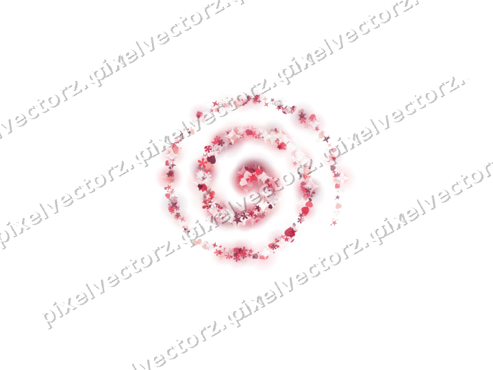 Nahtlose Glitzerspirale aus Sternen und Herzen auf transparentem Grund