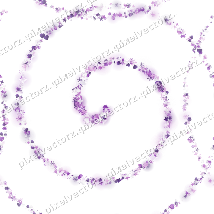 Nahtlose Glitzerspirale aus Sternen und Funken auf transparentem Grund