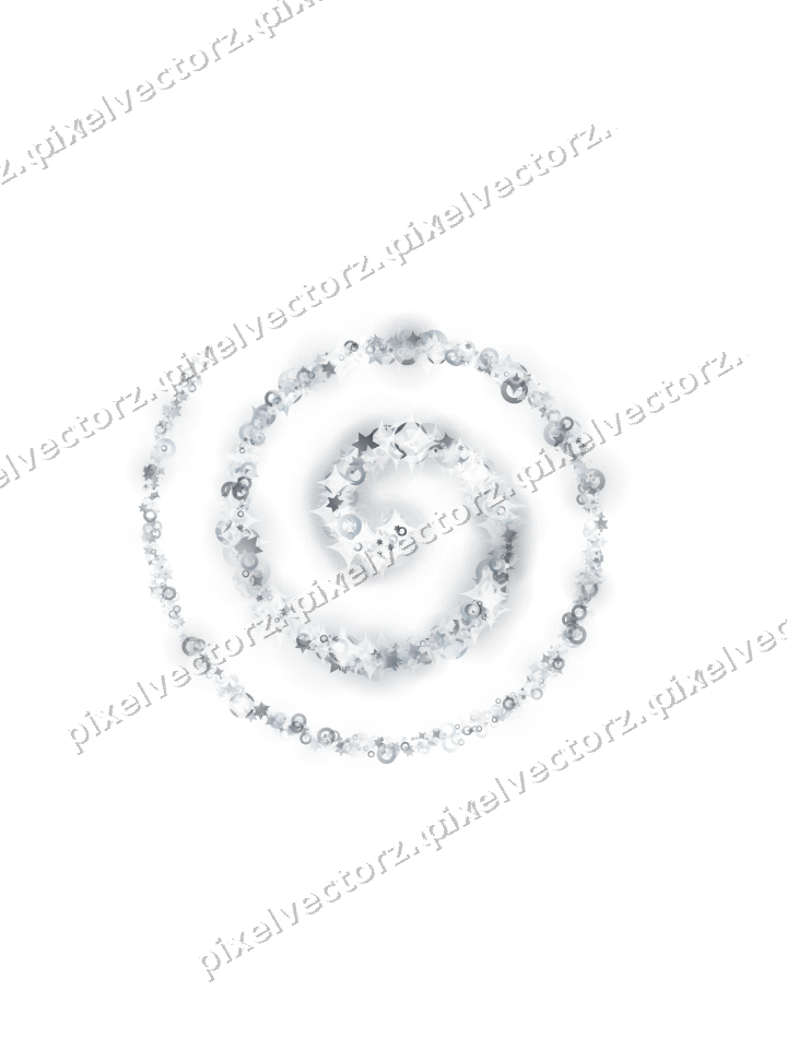 Nahtlose Glitzerspirale aus Sternen und Funken auf transparentem Grund