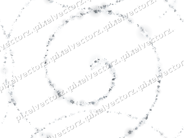 Nahtlose Glitzerspirale aus Funken und Blüten auf transparentem Grund