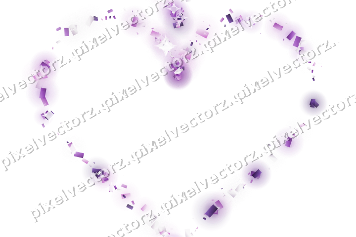 Nahtloses Glitzerherz aus Konfetti in Violett auf transparentem Grund