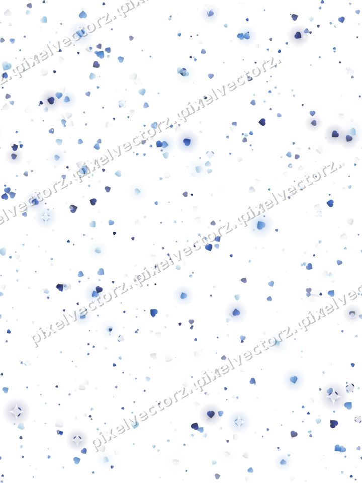 Nahtlose Glitzerstreuung aus Herzen in Blau auf transparentem Grund
